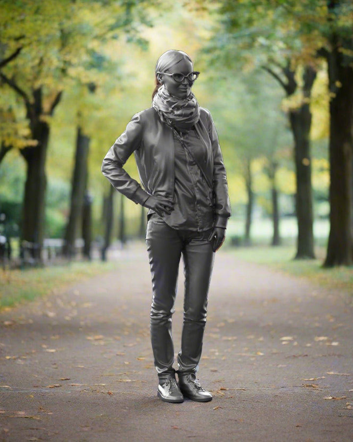 Smart Young Girl Wearing A Leather Jacket Figure