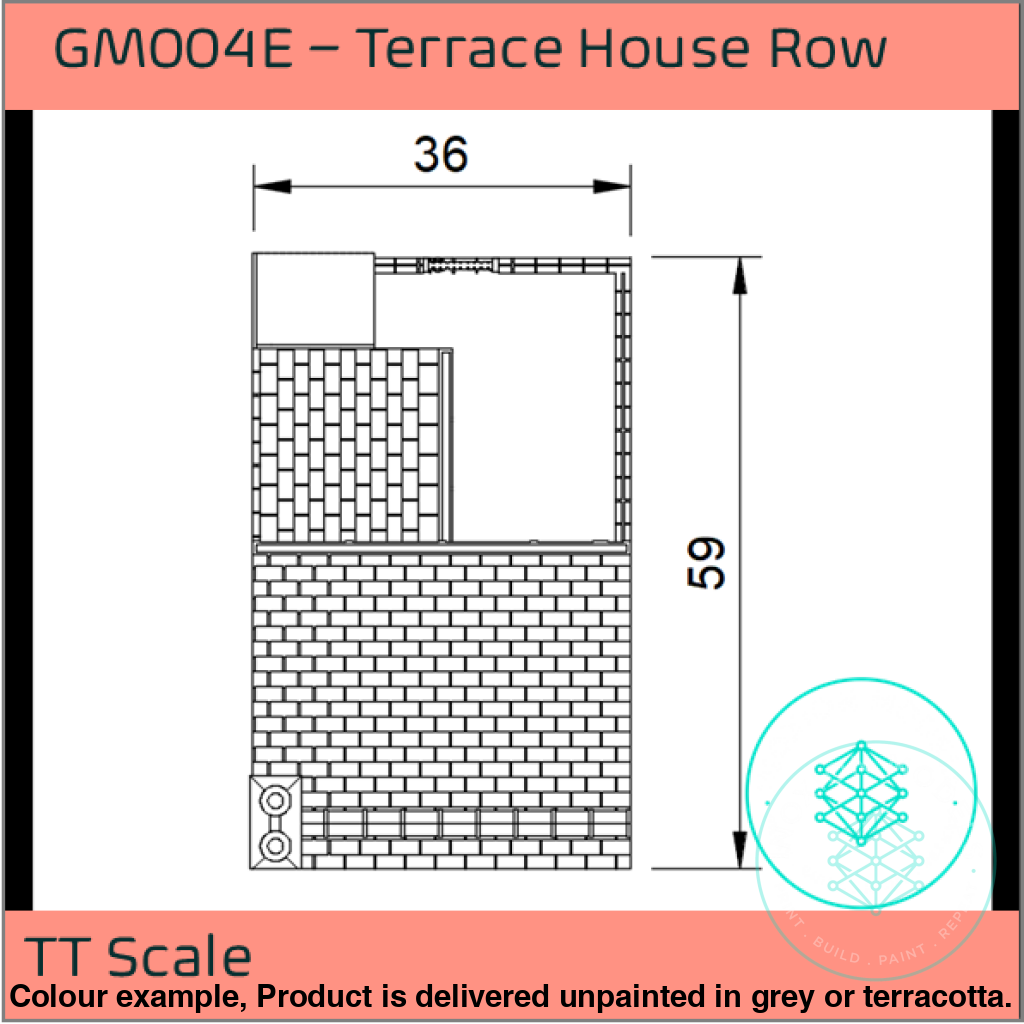 Gm004E – Low Relief Terrace House Tt120/3Mm Scale Tt Building