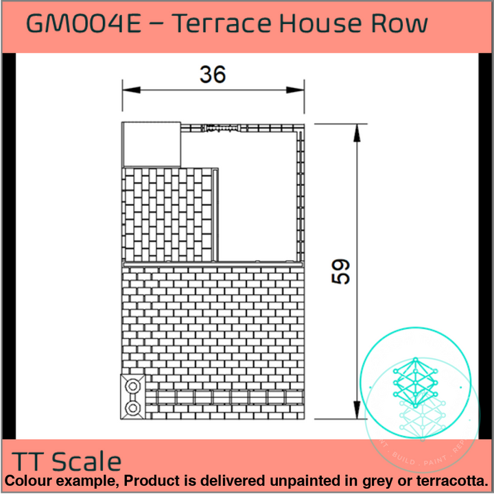 Gm004E – Low Relief Terrace House Tt120/3Mm Scale Tt Building