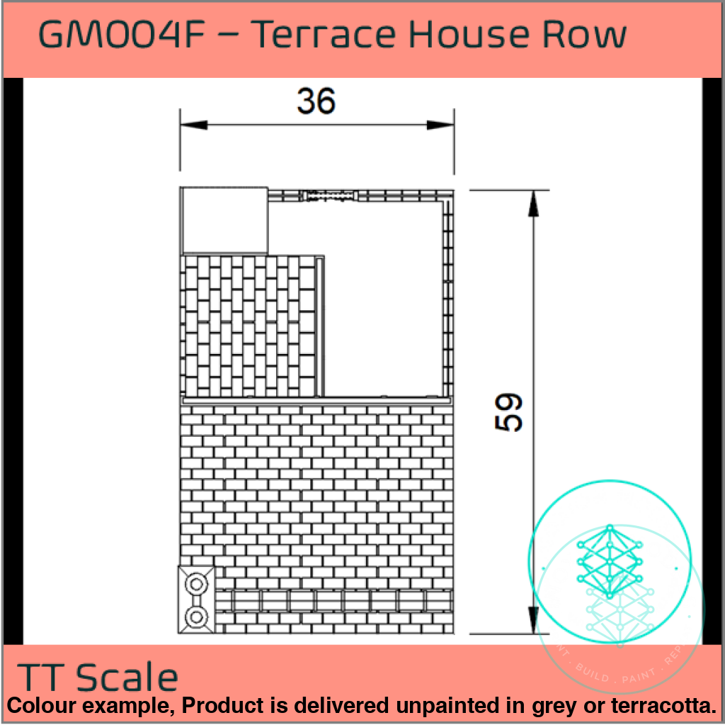 Gm004F – Low Relief Terrace House Tt120/3Mm Scale Tt Building