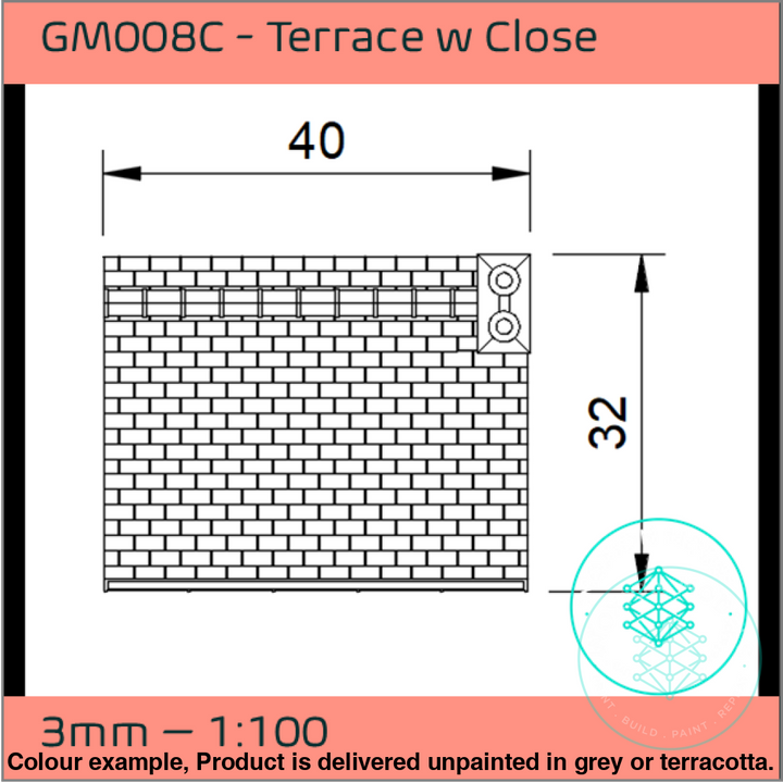 Gm008C – Low Relief Terrace House W Close Tt120/3Mm Scale Tt Building