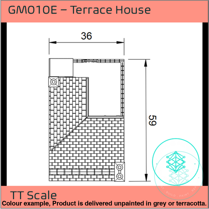 Gm010E – Low Relief Terrace House Tt120/3Mm Scale Tt Building