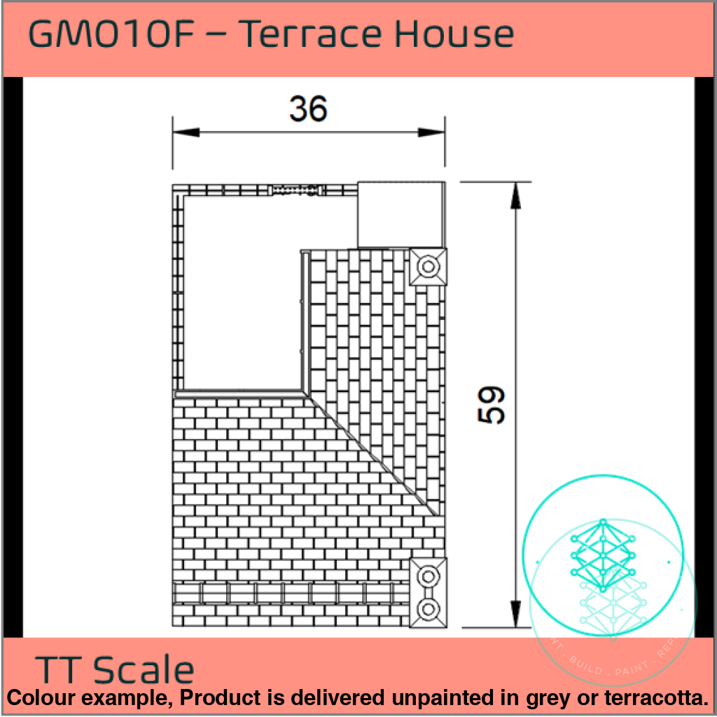 Gm010F – Low Relief Terrace House Tt120/3Mm Scale Tt Building