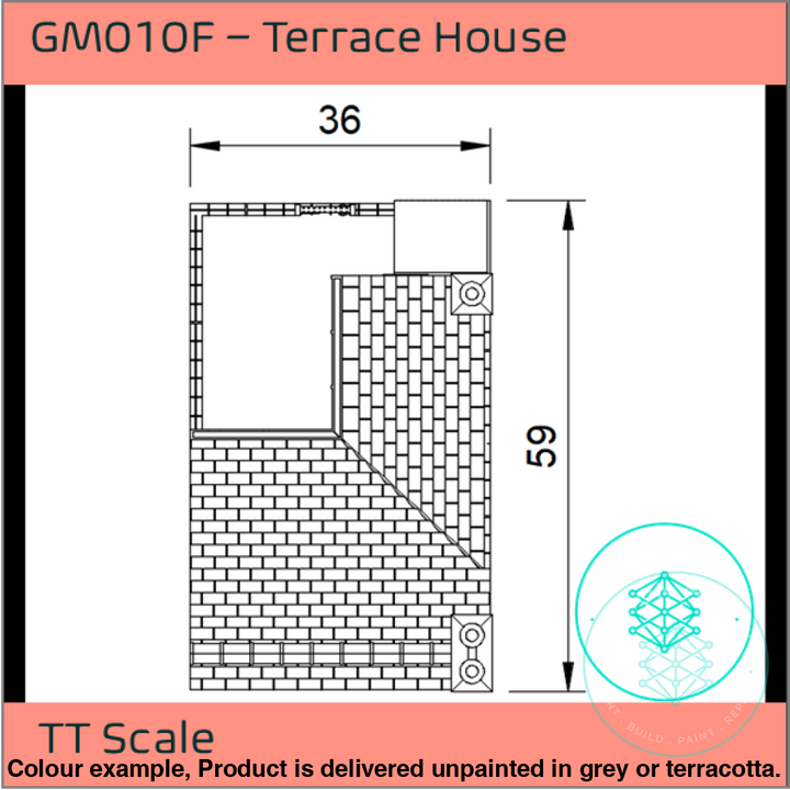 Gm010F – Low Relief Terrace House Tt120/3Mm Scale Tt Building