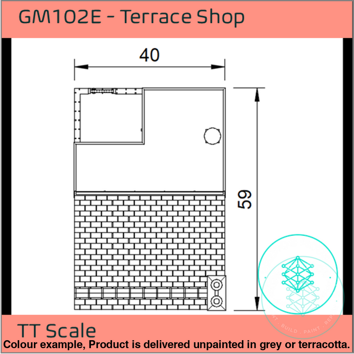 Gm102E – Low Relief Terrace Shop Tt120/3Mm Scale Tt Building