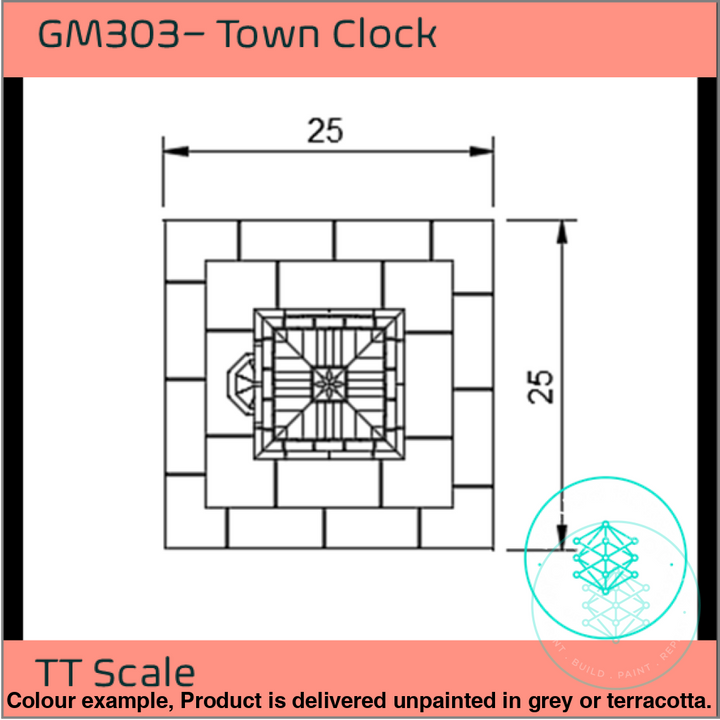 Gm303 – Town Clock Tt120/3Mm Scale Tt Building