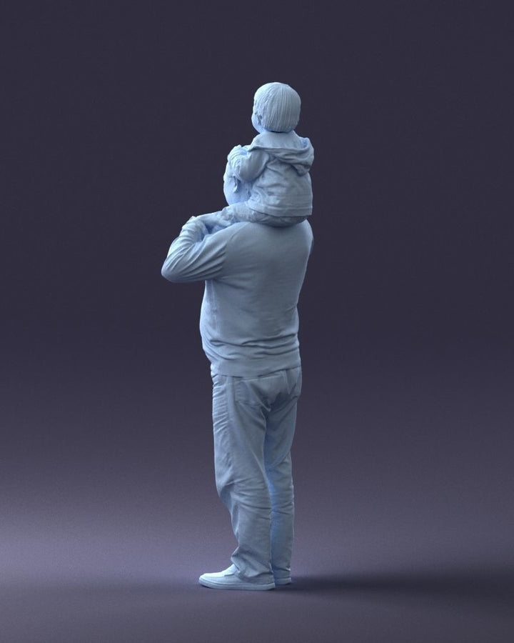 Grandad And Young Child On Shoulders Figure