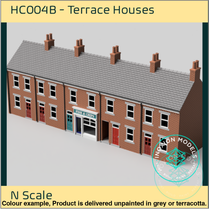 Hc004B – 5X Terrace House With Shop Pack N Scale Building