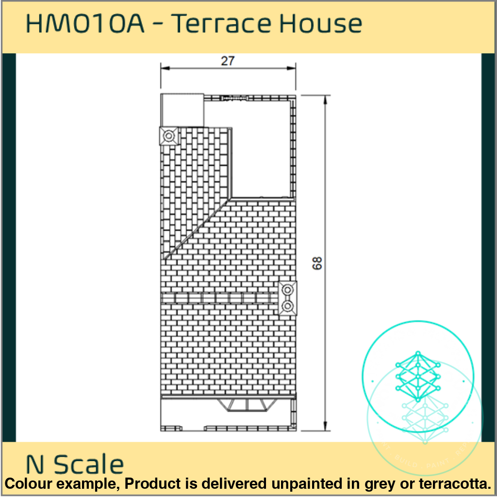 Hm010A – Terrace House N Scale Building