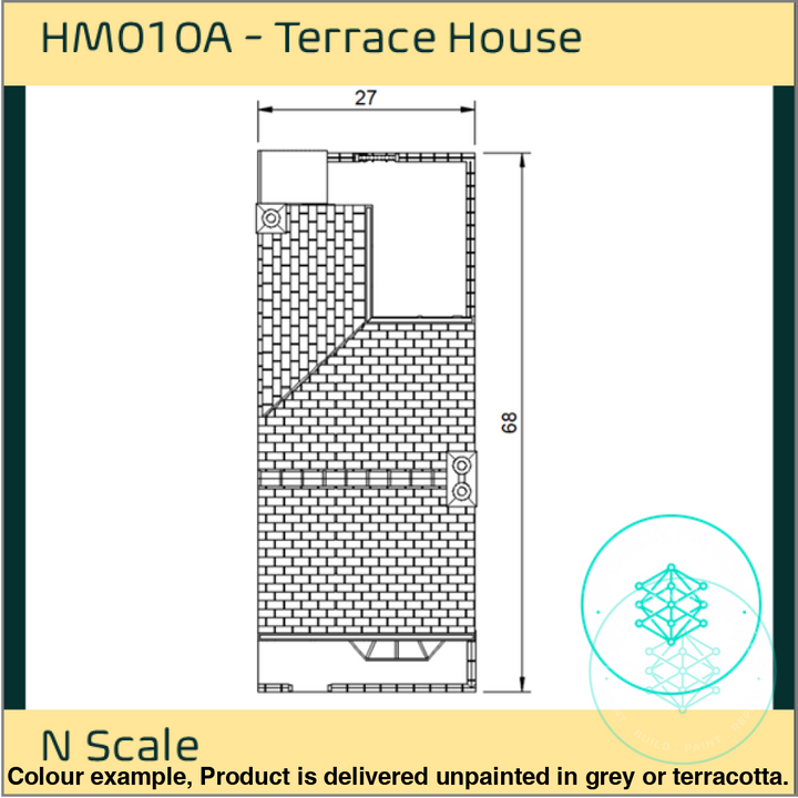 Hm010A – Terrace House N Scale Building