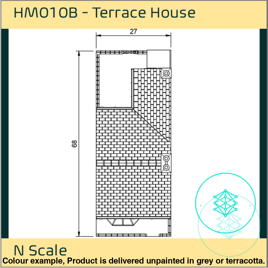 Hm010B – Terrace House N Scale Building