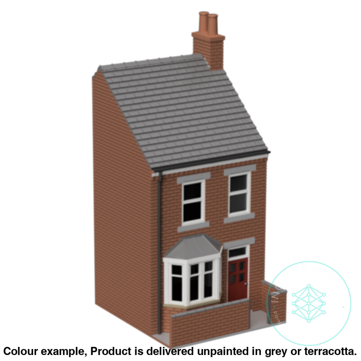 Hm010D – Low Relief Terrace House N Scale Building