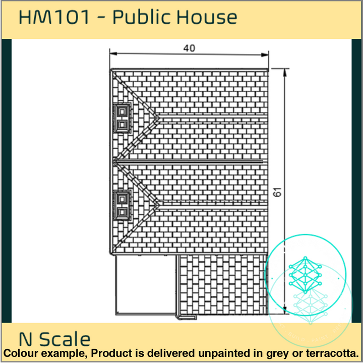 Hm101 – Pub/Hotel N Scale Building