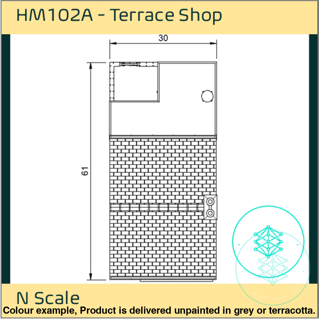 Hm102A – Terrace Shop N Scale Building