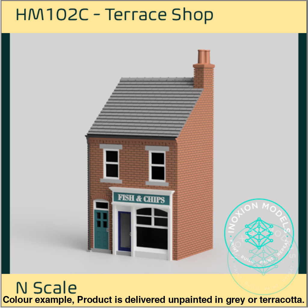 Hm102C – Low Relief Terrace Shop N Scale Building