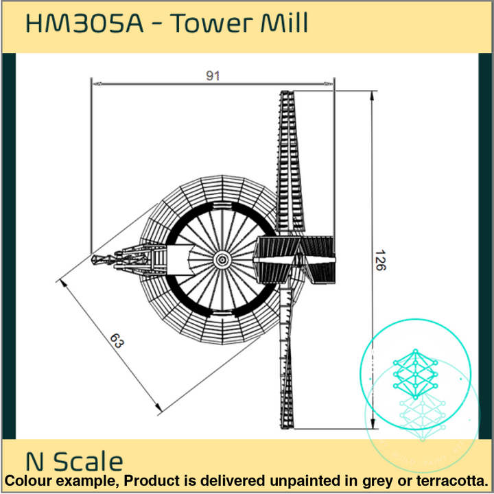 Hm305A – Tower Windmill N Scale Building