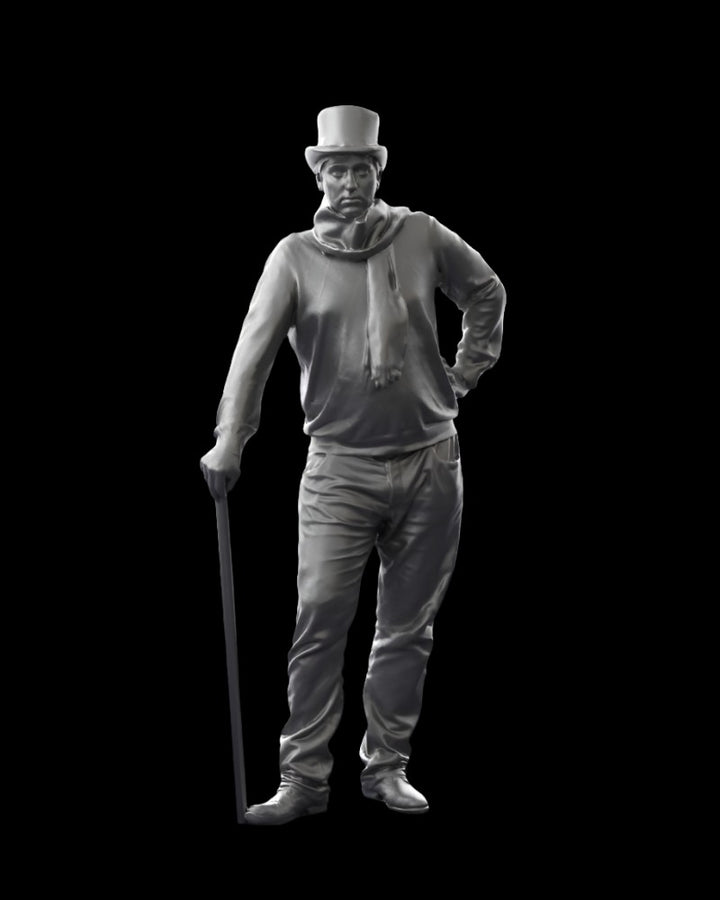 Older Male In Top Hat With Cane Figure