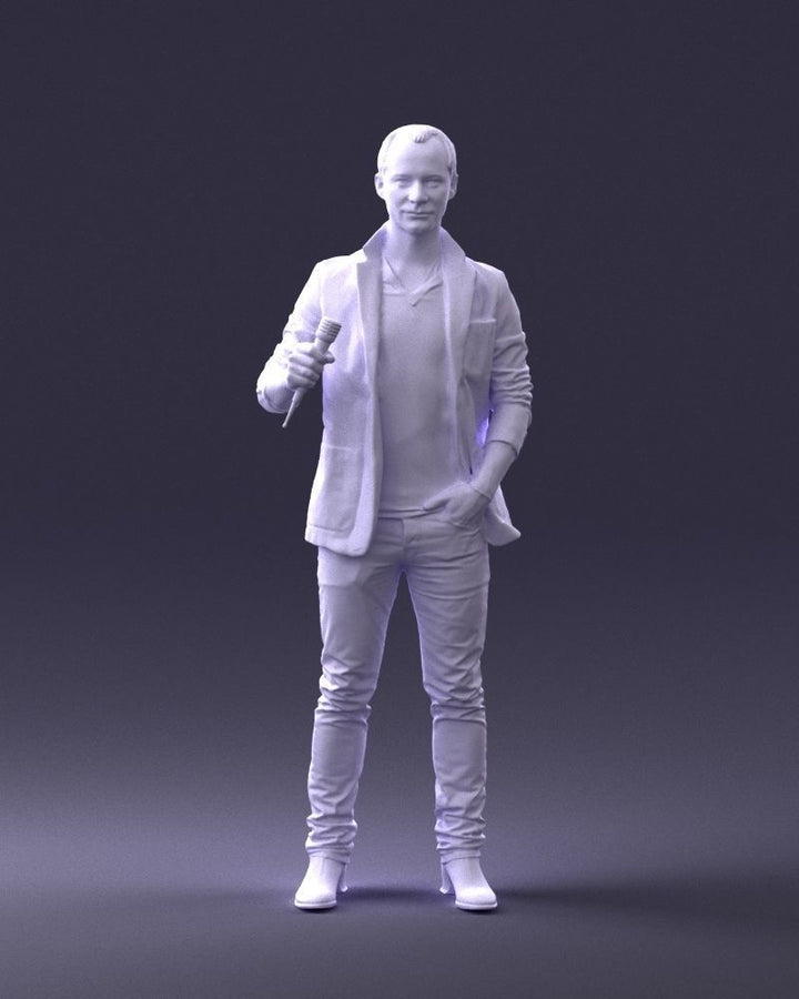 Male Singer With Microphone Figure