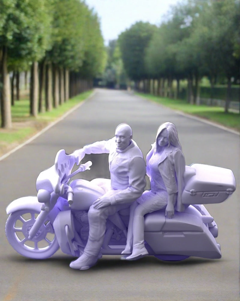 Male And Female Motorcyclists Motorbike Figure