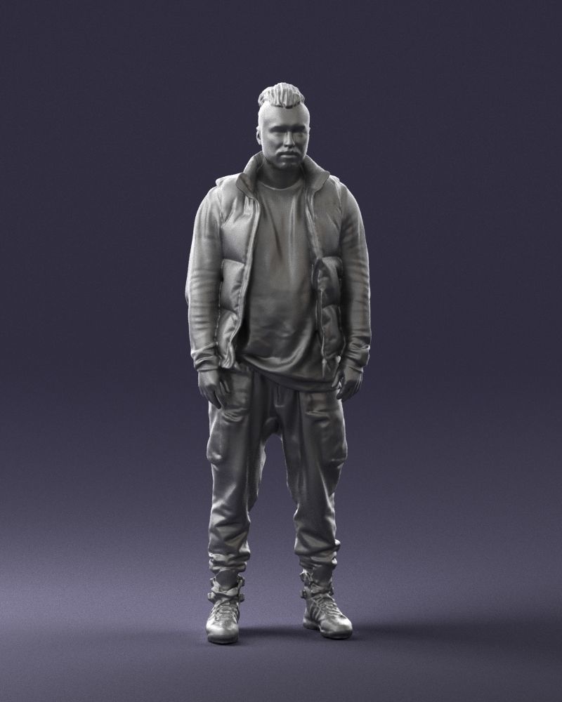 Male In Puffer Jacket Figure