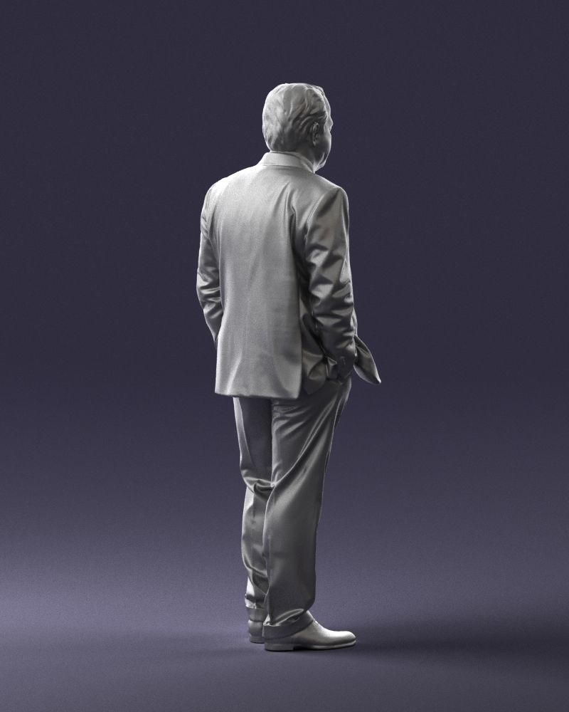 Older Man In Suit And Jacket Walking Figure