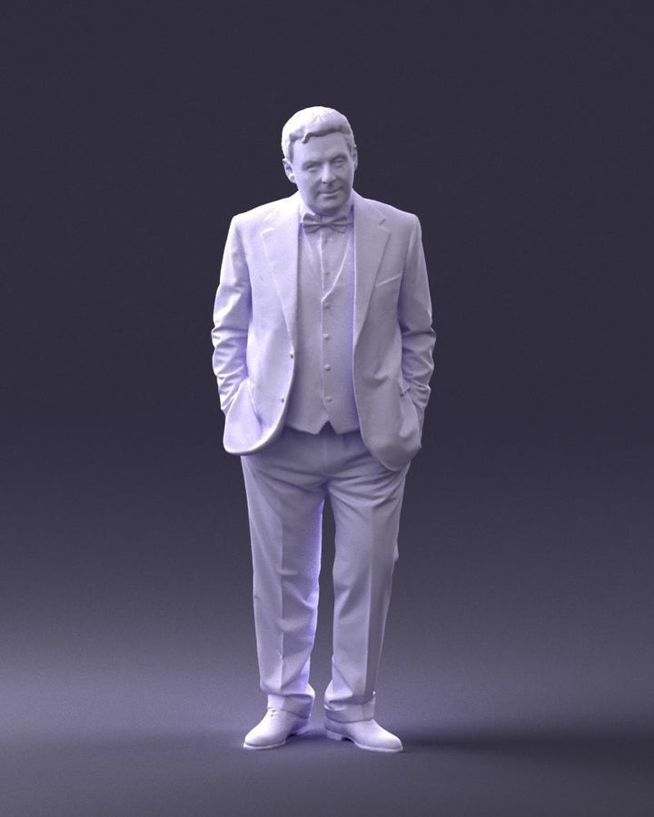 Older Male In Suit And Bow Tie Figure