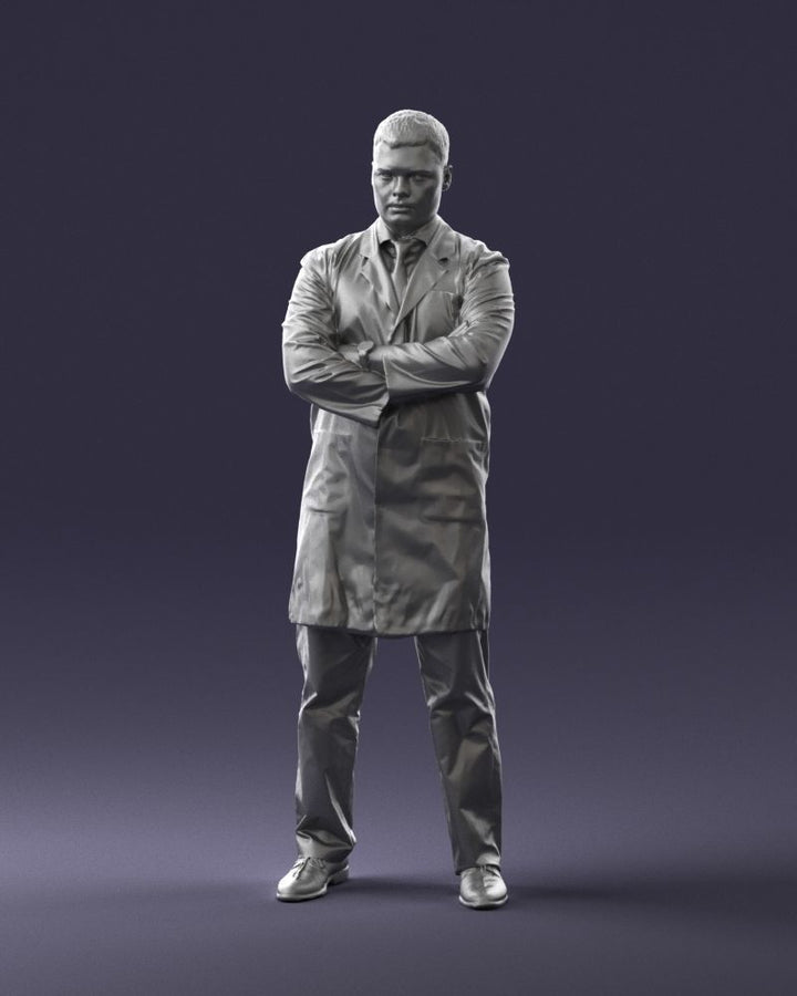 Male In Long White Coat/Butcher/Dr/Shop Keeper Mm386 Figure