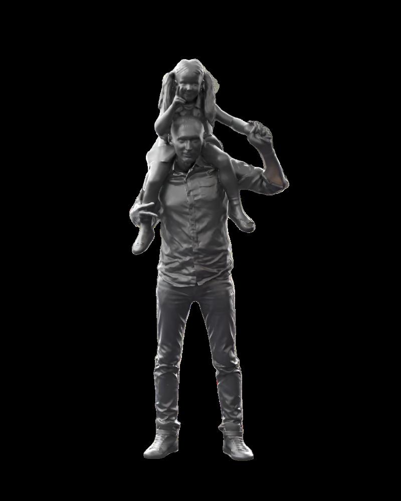 Dad With Young Daughter On Shoulders Figure