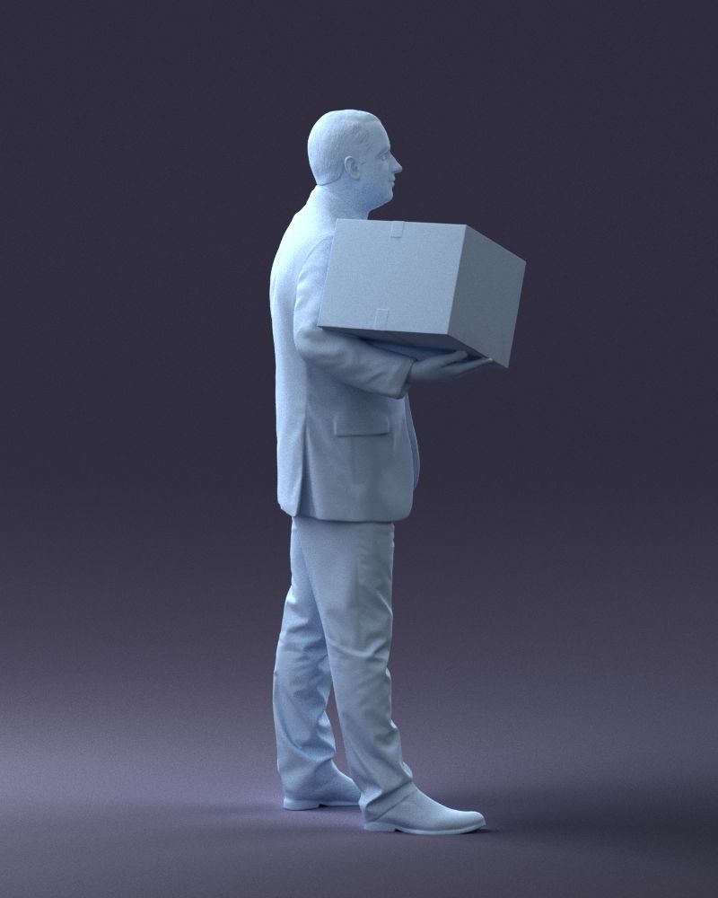 Smart Male With Box Figure