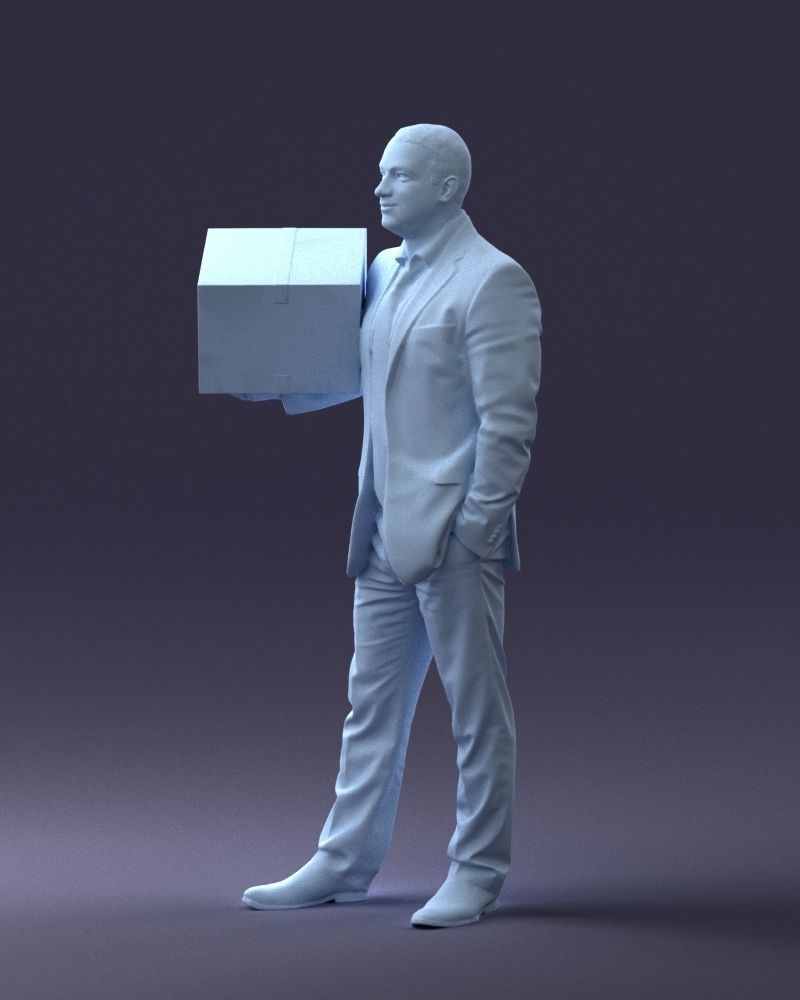 Smart Male With Box Figure