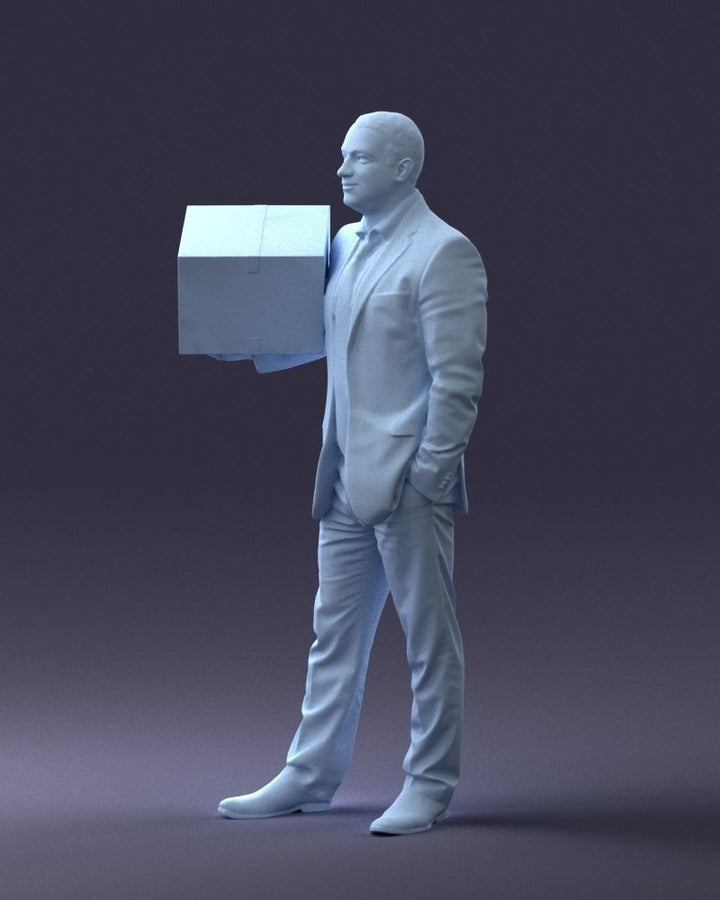 Smart Male With Box Figure