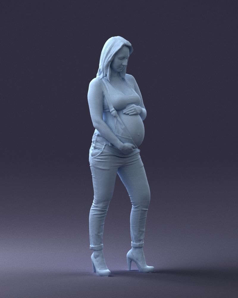 Young Pregnant Girl Showing Baby Bump Figure