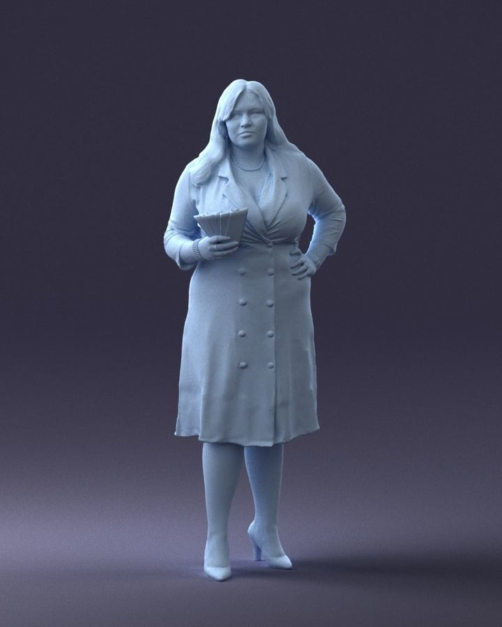 Large Female With Tickets/paperwork In Her Hand Figure