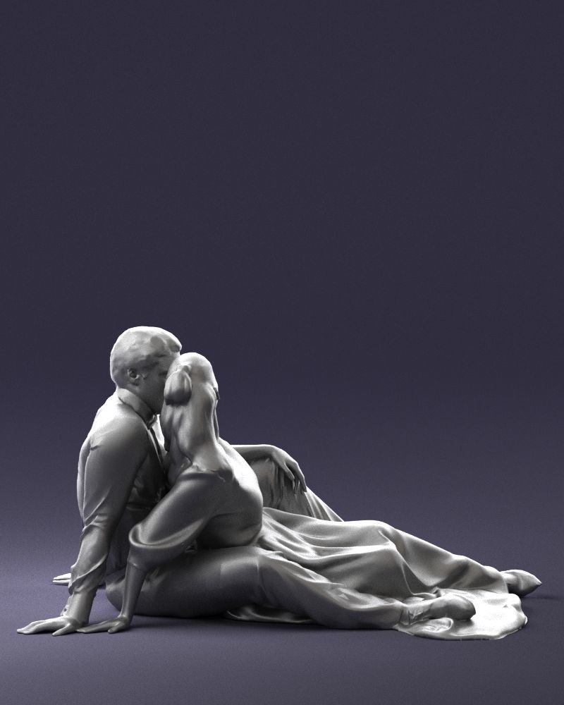 Young Couple Sitting On Ground Figure