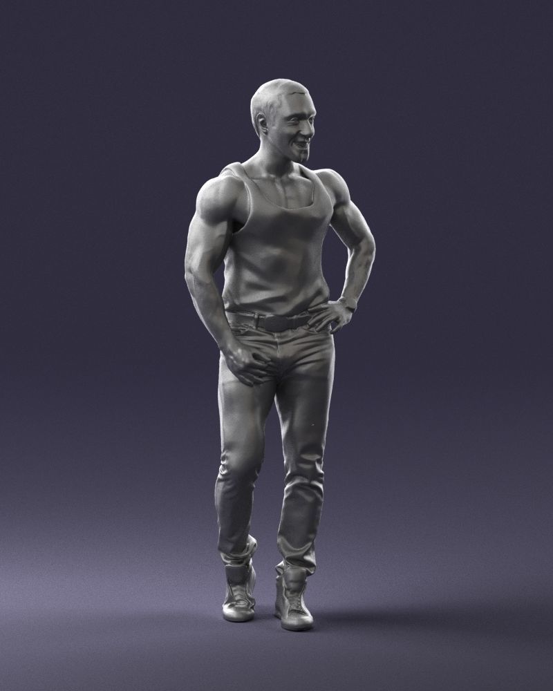 Body Builder In T-Shirt Posing Figure