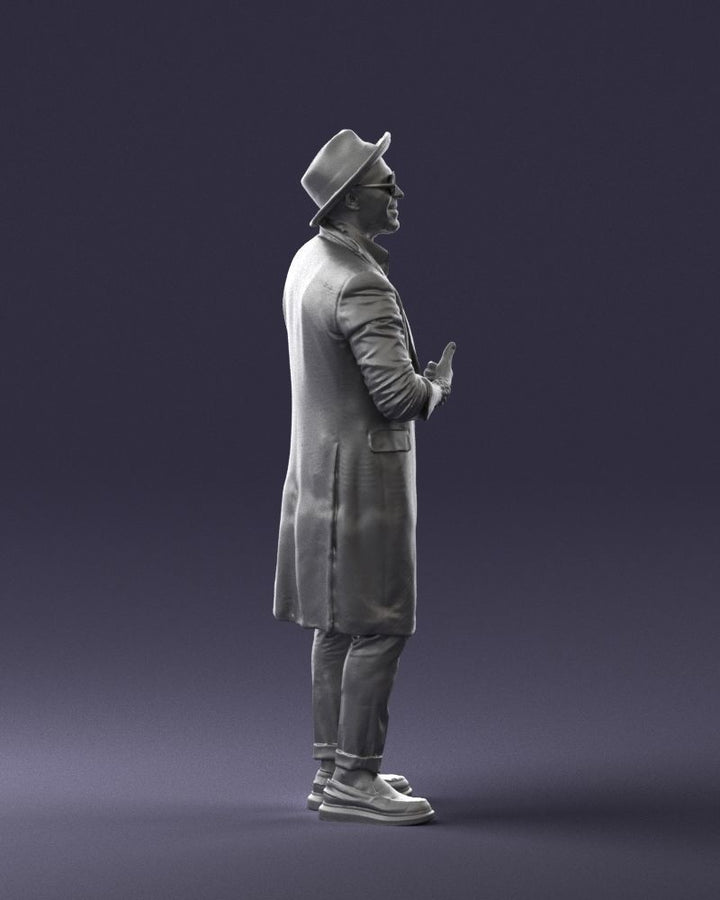 Stylish Male In Hat And Coat Figure