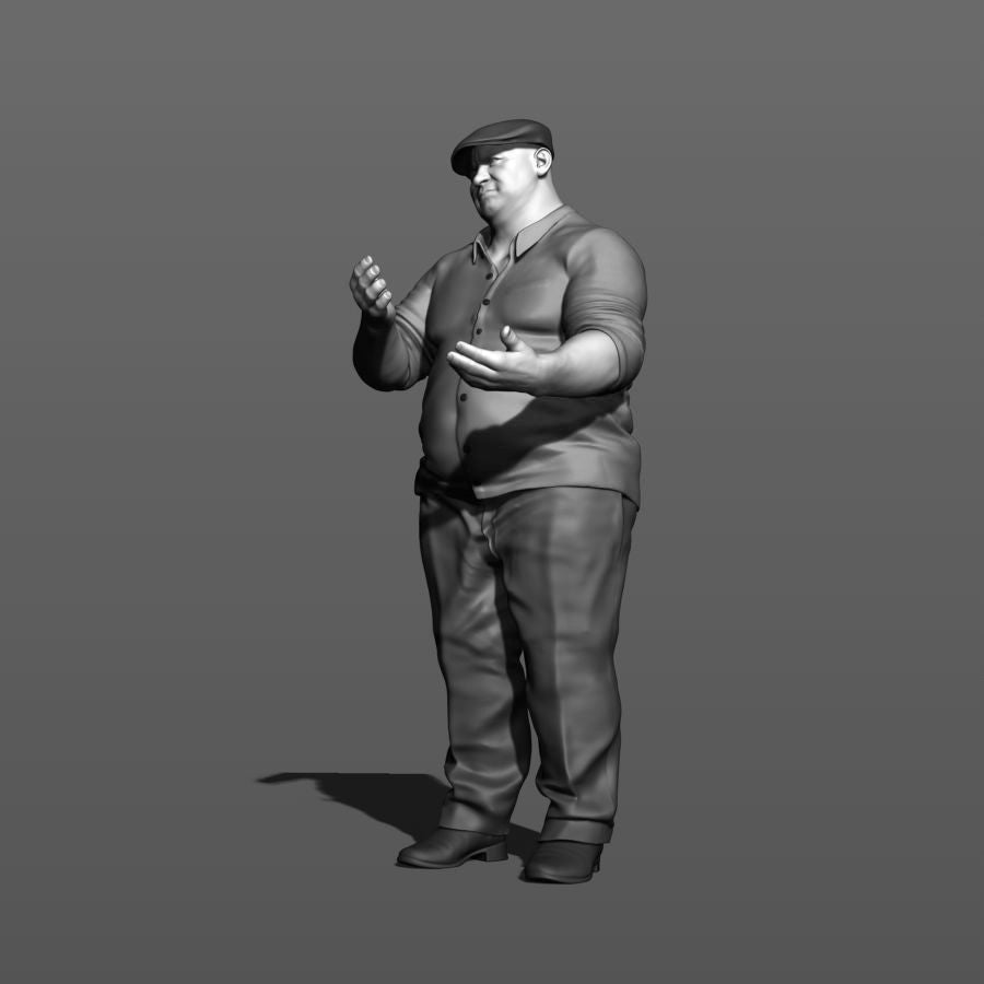 Large Male In Flat Cap Gesturing With Hands Figure