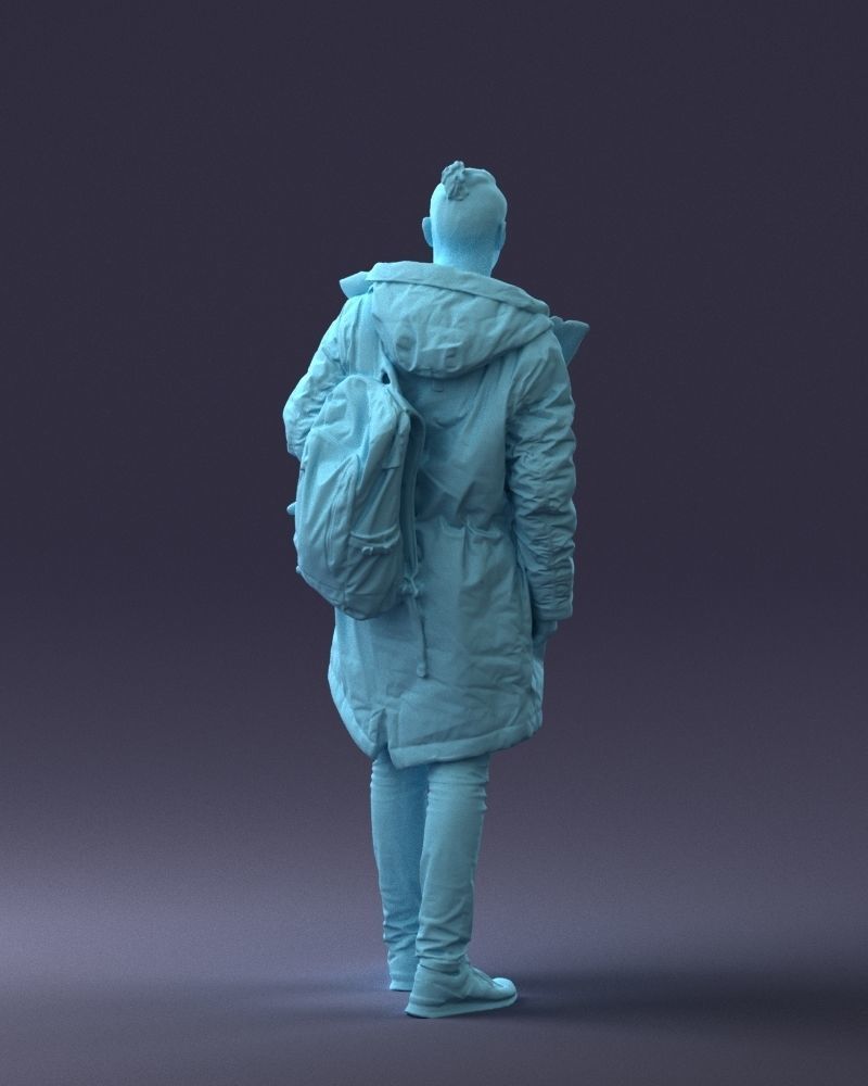 Male In Winter Coat With Shoulder Bag Figure