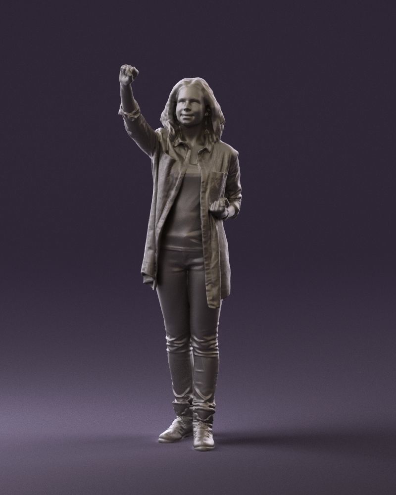 Girl With Hand Up Fist/salute Figure