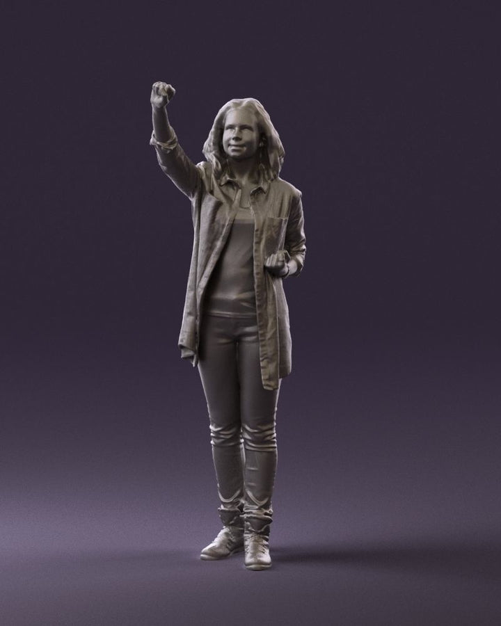 Girl With Hand Up Fist/salute Figure