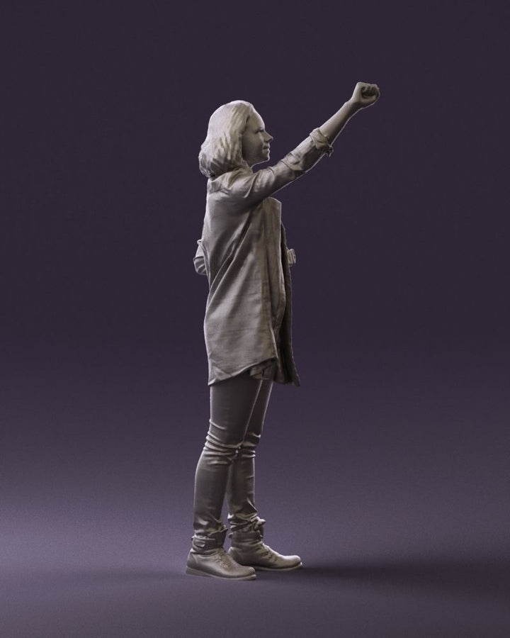 Girl With Hand Up Fist/salute Figure