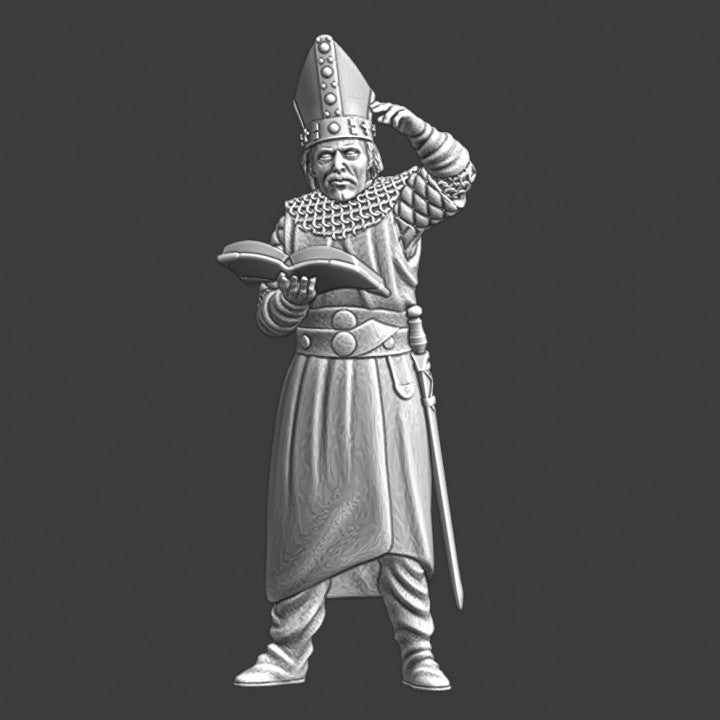 NCM048 Medieval bishop reading book – Scale 3D