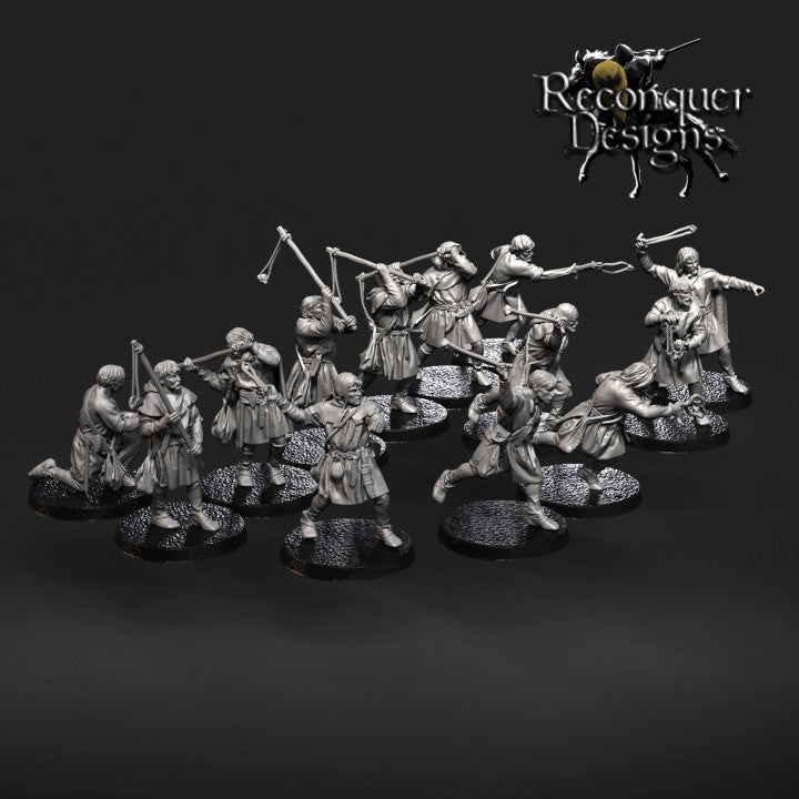 REM0056 Iberian Medieval Slingers x 13