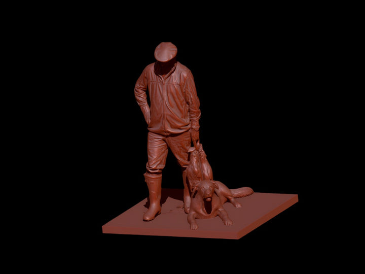 S3DS0014 Gamekeeper Carrying pheasants and Labrador Retriever