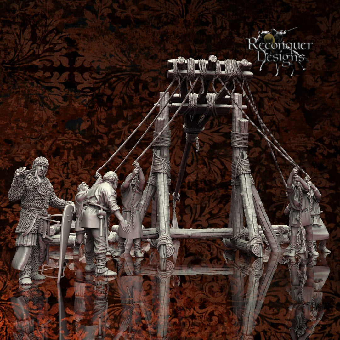 Traction Trebuchet With 12Th Century Crew Medieval